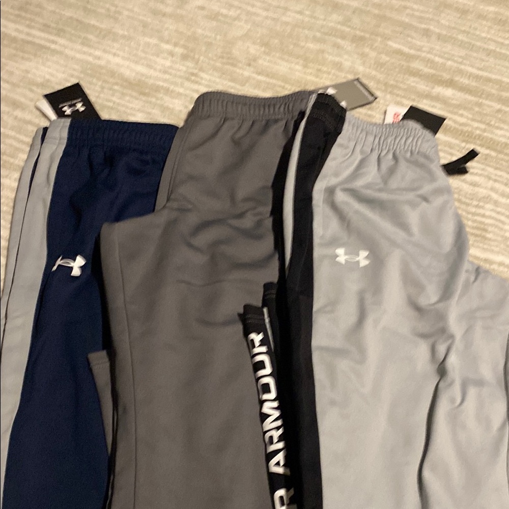 Boys athletic pants- Under Armour Kids' Brawler Gray and Navy Joggers